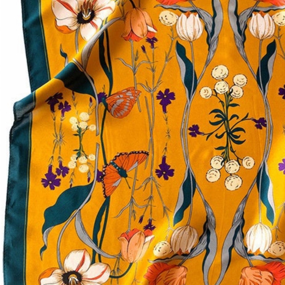 Large Mulberry silk scarf (35 in square) / Silky hair scarf.